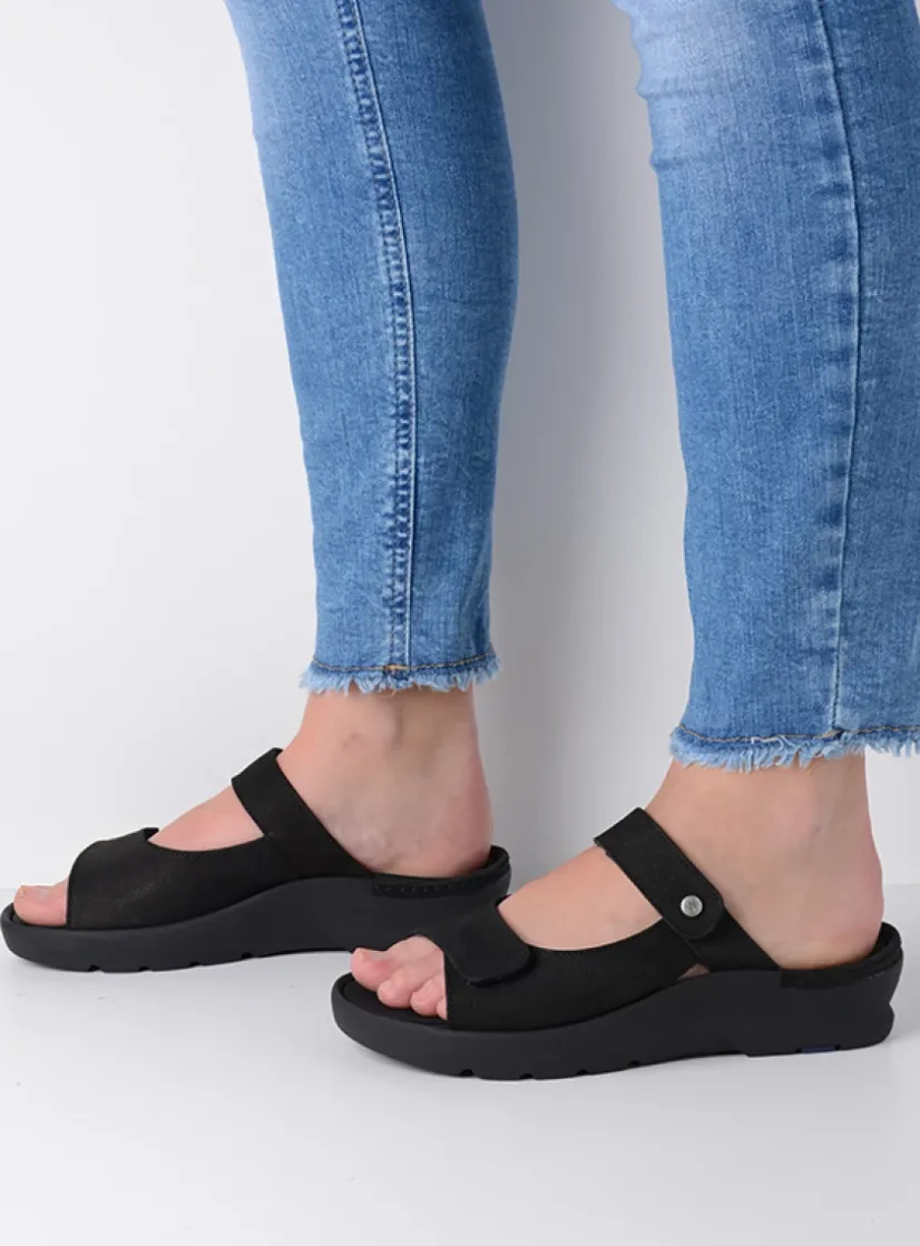 Wolky Zaandam - zwart nubuck<DAMES Slippers
