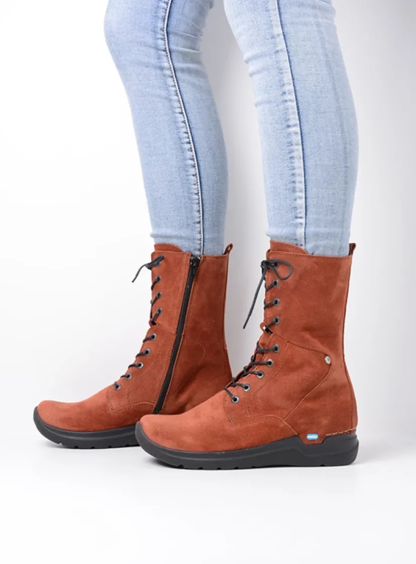 Wolky Zigzag - terra suede<DAMES Hoge Veterschoenen|Veterlaarzen